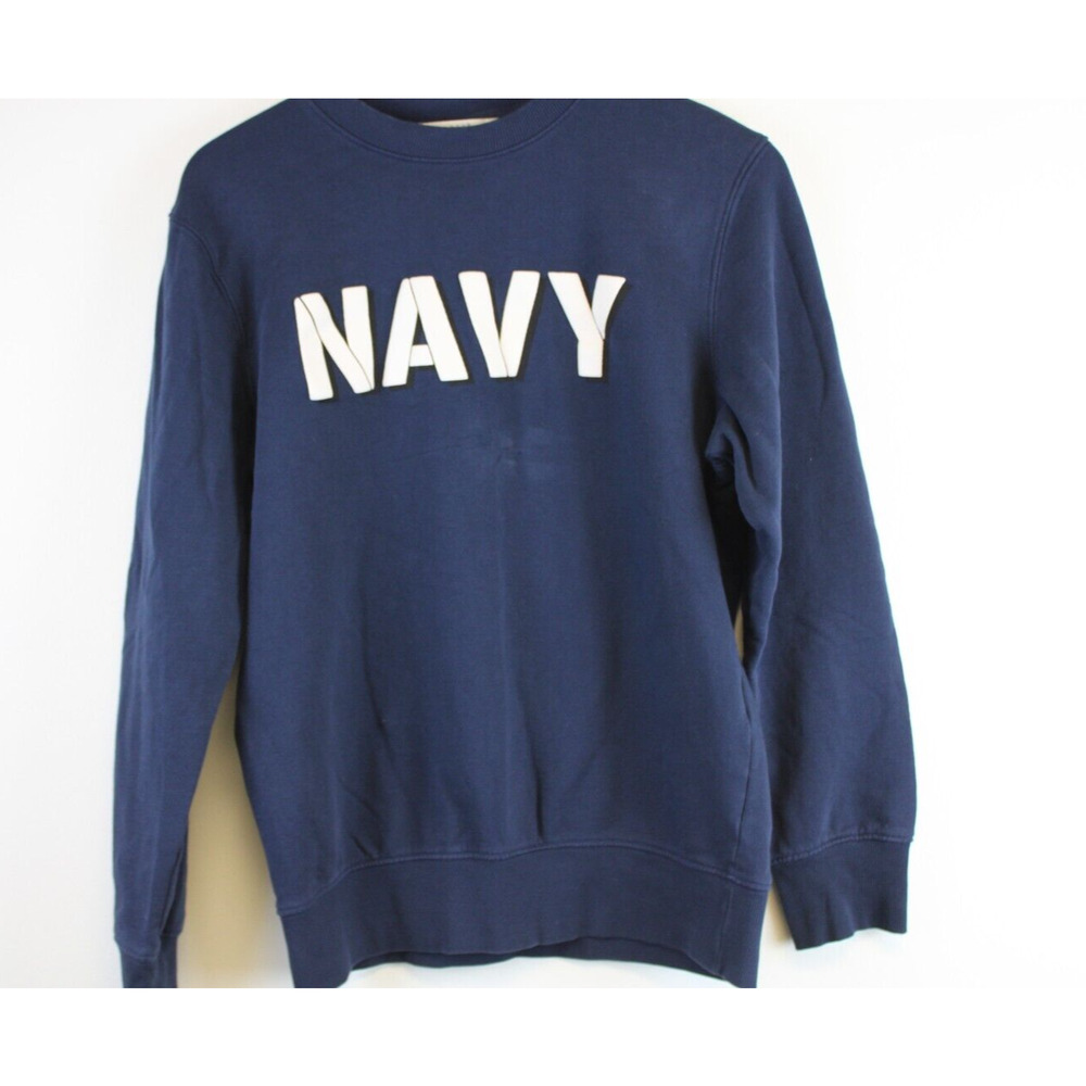 NAVY H&M LOGG Crewneck Sweatshirt Womens XS Graphic Blue